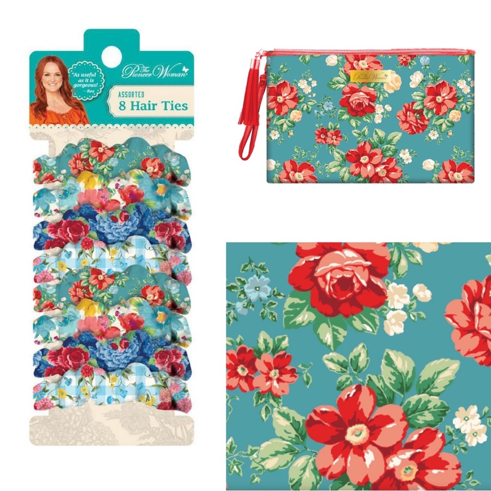 The Pioneer Woman Hair Ties 8 pack & Cosmetic bag NWT